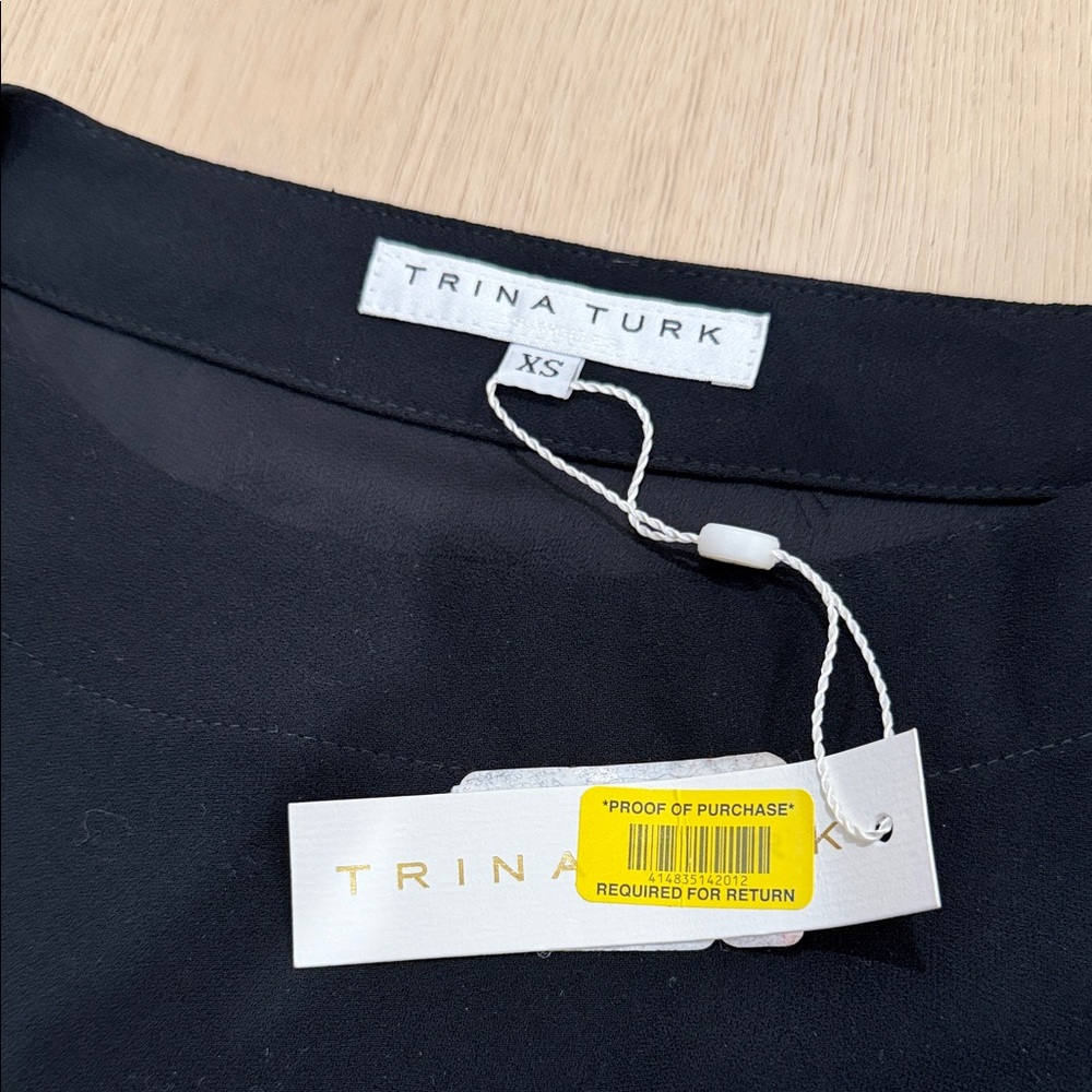 Trina Turk XS Black Women's Blouse with Tie Detail - Picture 5 of 6